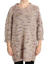 PINK MEMORIES Beige Wool Blend Knitted Oversize Sweater -   -  PINK MEMORIES.